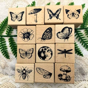 Motyl Ważka Pszczoła Grzyb Księżyc Drewniany Gumowy Stempel Do Tworzenia Kartek Scrapbooking Album Dziennik Pamiętnik Filofax Dekoracyjne Narzędzie 13 Stylów