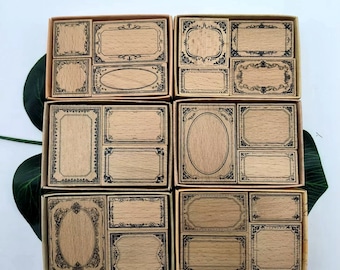 Vintage Frame Border Stamp Set Wood Rubber Stamps For Tags Labels Card Making Scrapbooking Decorative Journal Tool