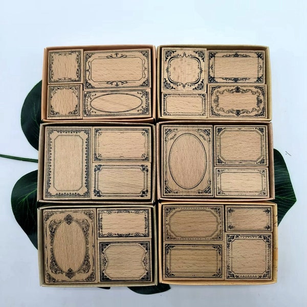 Vintage Frame Border Rubber Stamp Set: Card Making Scrapbooking Journal Tool