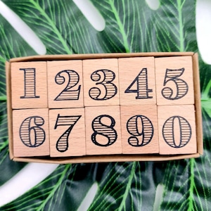 Zahlenstempel Set mit 10 Stück Holzstempel, Stempel für Planer Journal Tagebuch Kartenherstellung Scrapbooking-Werkzeug