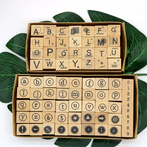 Conjunto de carimbos de alfabeto de borracha, números de madeira, símbolos, carimbos para fazer cartões, scrapbooking, diário, planejador - 41 peças / 28 peças
