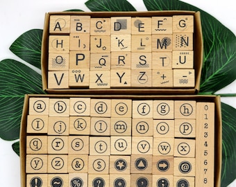 Wooden Alphabet Number Stamp Set: Scrapbooking, Journaling (41/28pcs)