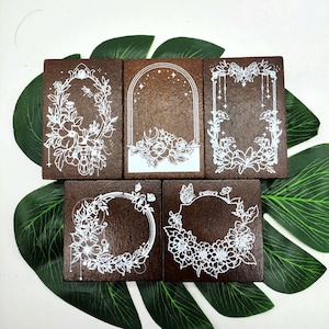 Flower Wreath Rubber Stamp: Night Sky, Butterfly, Floral Island Card Making Scrapbooking Journaling