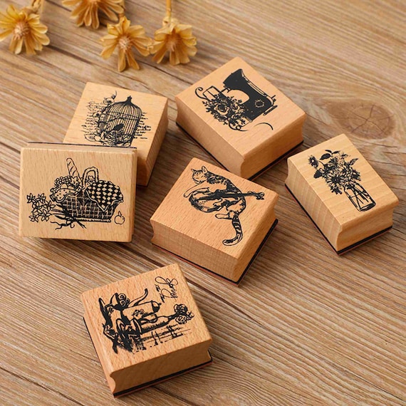 Wood Stamp DIY Craft Wooden Rubber Stamps for Scrapbooking Stationery 6