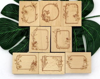 Frame Border Stamp Background Decoration Wood Rubber Stamp Floral Flower Fairy Stamp For Cardmaking Scrapbooking Journal Diary  DIY 8 Style
