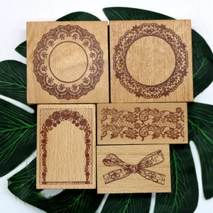 Carimbo de madeira de renda para fazer cartões, scrapbooking, diário decorativo, caderno, memorando, skechbook, ferramenta faça você mesmo, 6 estilos
