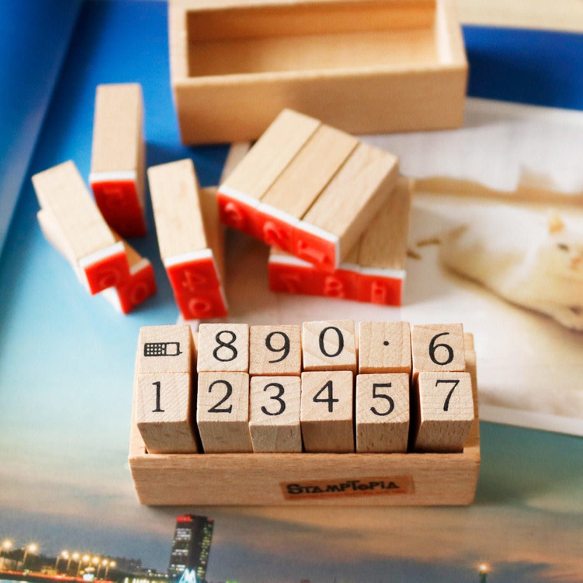 Rubber Number Stamp Set With Wooden Box Planner Stamps Phone Etsy