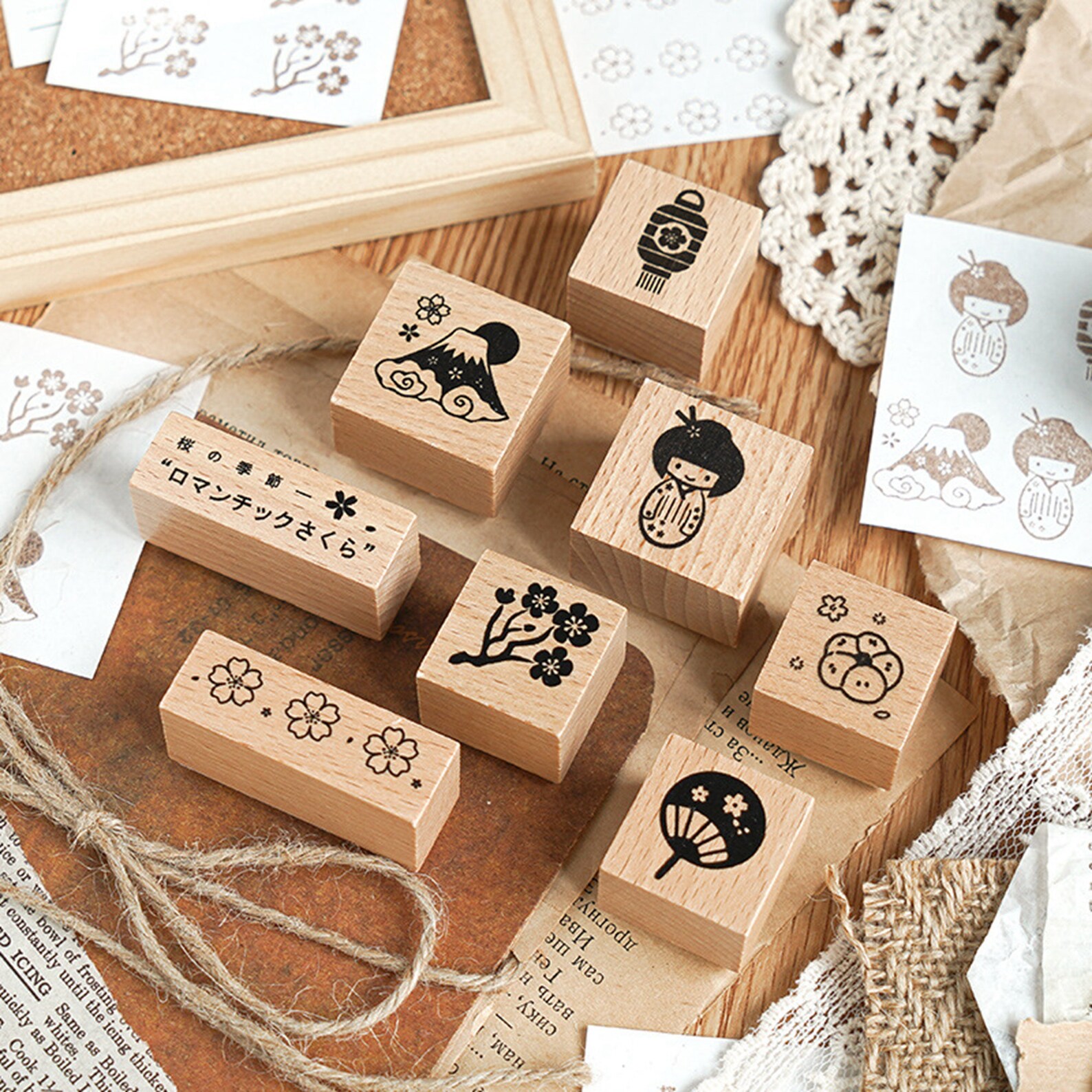 Japanese Style Wooden Rubber Stamp for Diary Journal Scrapbook | Etsy