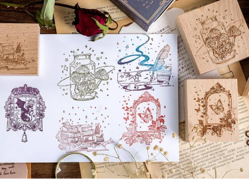 Card Making Stamps Vintage Rubber Stamps Diary Stamp Kit Etsy Canada