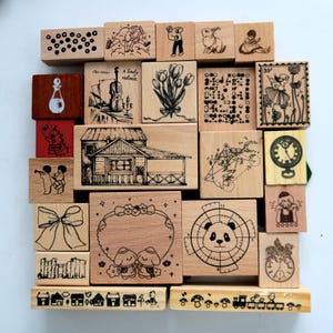 Timbro di gomma in legno carino per diario, diario, carta da regalo, timbratura, creazione di biglietti, album di ritagli, decorazione fai da te, violino, ragazza floreale, stile 45