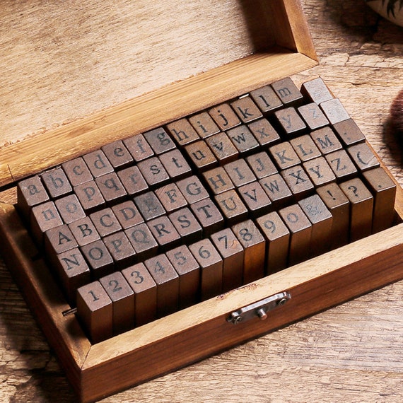 SZTARA 70pcs/Set Vintage Wooden Rubber Alphabet Letters Number Stamps with Box SZTARA 70pcs/Set Vintage Wooden Rubber Alphabet Letters Number Stamps with Box