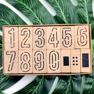 Number Rubber Stamp Set of 13 pcs Large Wooden Stamp For Card Making Scrapbooking Journal Planner Decorative Tool