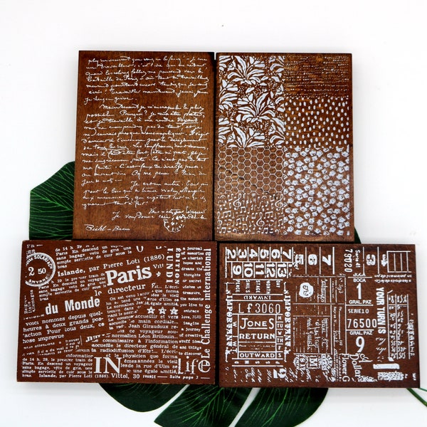 Großer Hintergrund Stempel Vintage Holz Stempel Für Kartenherstellung Scrapbooking Dekorative Journaling Geschenke Verpackung 4 Styles