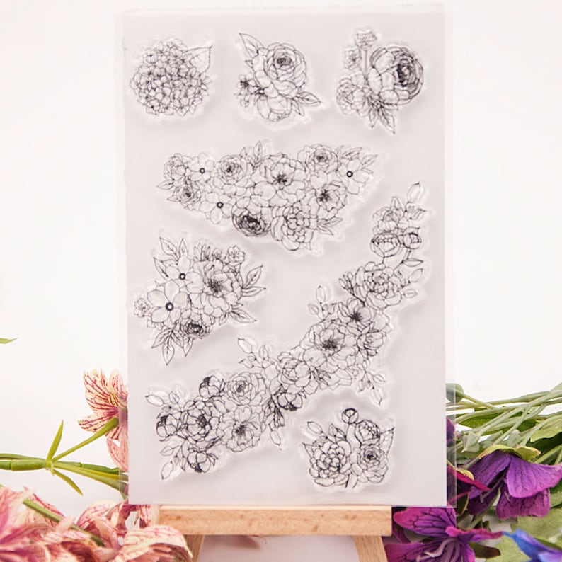 Clear Folower Stamp Set Floral Rubber Stamps For Bullet Journal Scrapbooking
