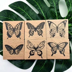 Motyl Drewniany Gumowy Stempel Do Tworzenia Kartek Scrapbooking Album Dziennik Dekoracja Pamiętnika DIY 6 Stylów