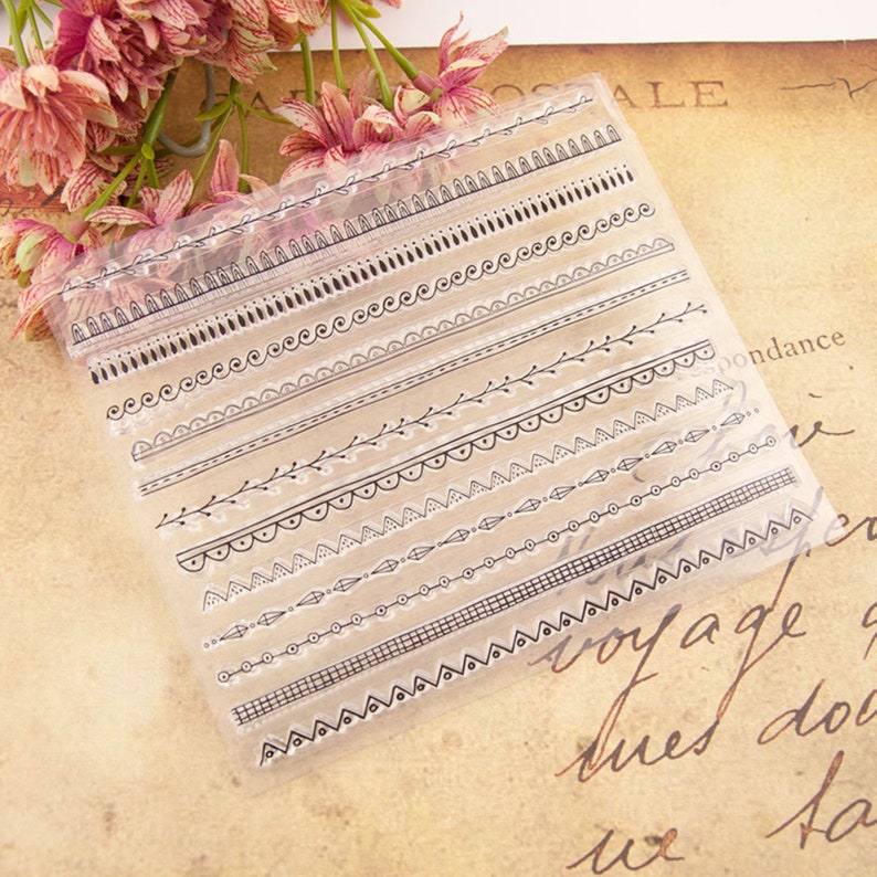 Classic Contracted Lines Lace Stamp kit Clear Rubber Stamps Planner Journal Scrapbook Decoration DIY