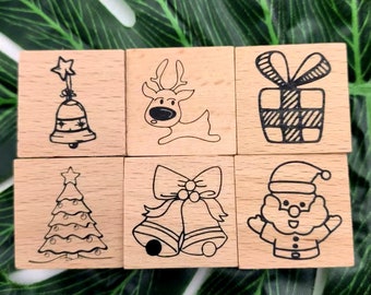 Weihnachten Stempel Für Kartenherstellung Weihnachtsmann Weihnachtsbaum Glocken Geschenk Holz Stempel Für Dekor Scrapbook Journal 6 Styles