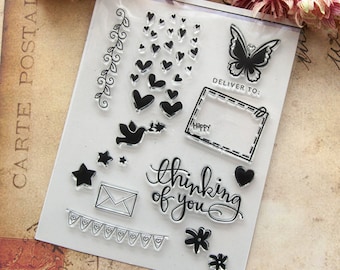 Love Heart Floral Star  Stamp Set for Journal Planner Scrapbook Decoration DIY Craft