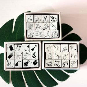 Floral Diary Stamp Set: Beach & Stationery Designs - 12 Piece
