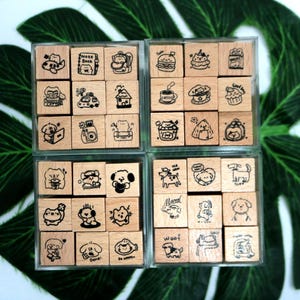 Niedliches Tagebuch Stempel Set Tagebuch Holz Stempel Kit Tags Etiketten Kartenherstellung Scrapbooking Dekorative Journal Planer Werkzeug 4 Styles