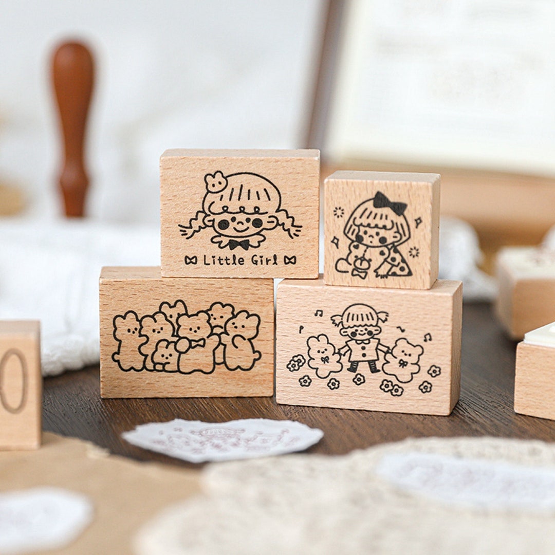 Cute Girl Beers Stamp Wood Rubber Stamp for Journal Sketchbook Etsy