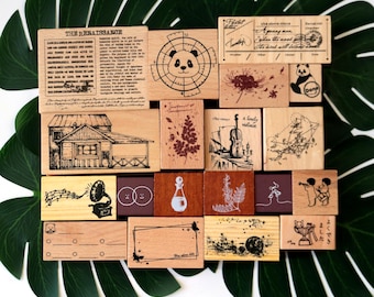 Juego de sellos de madera con diseño de violín floral - Scrapbooking, tarjetas, diario, decoración, 44 estilos