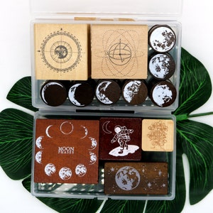 Forest Moon & Stars Rubber Stamp Set: Art Journal Stamps
