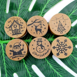 Weihnachten Stempel zum Basteln Kartenherstellung Kiefer Schneeflocke Schneemann Hirsch 6 Styles Scrapbook Dekoration Rournd Merry Chrismas Holzstempel