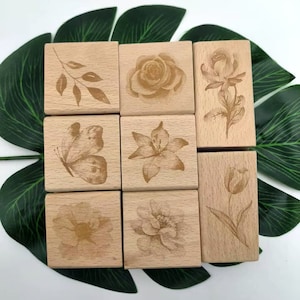 Blumen Holz Stempel Tinte Blüte Stempel Für Scrapbooking Kartenherstellung Journaling Skizzenbuch Tagebuch Dekoration 8 Styles