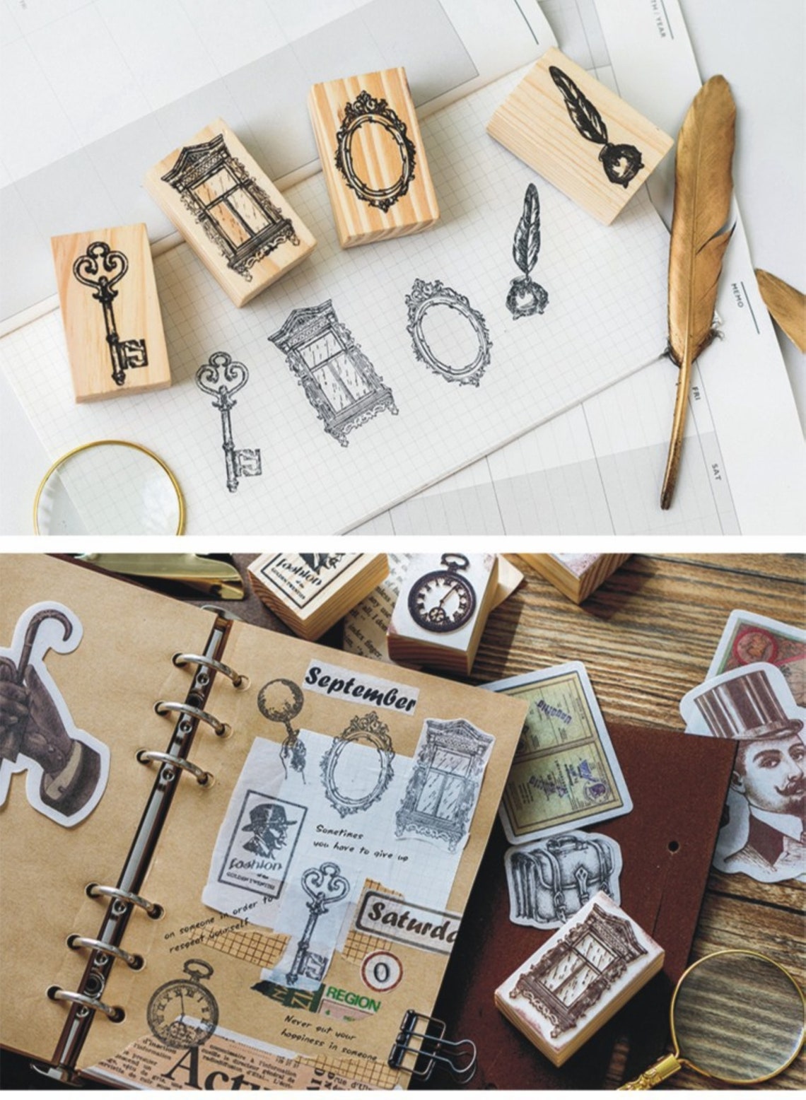 Retro Rubber Stamp Diary Bullet Journal Stamp Filofax. Etsy