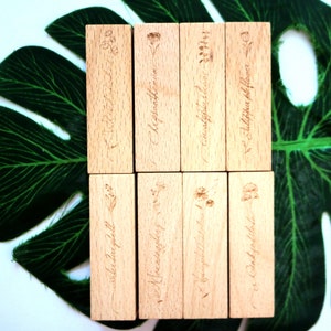 Floral Wooden Rubber Stamp: Botanical Cardmaking, Scrapbooking