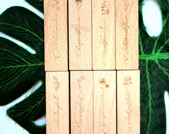 Floral Wooden Rubber Stamp: Botanical Cardmaking, Scrapbooking, Journaling