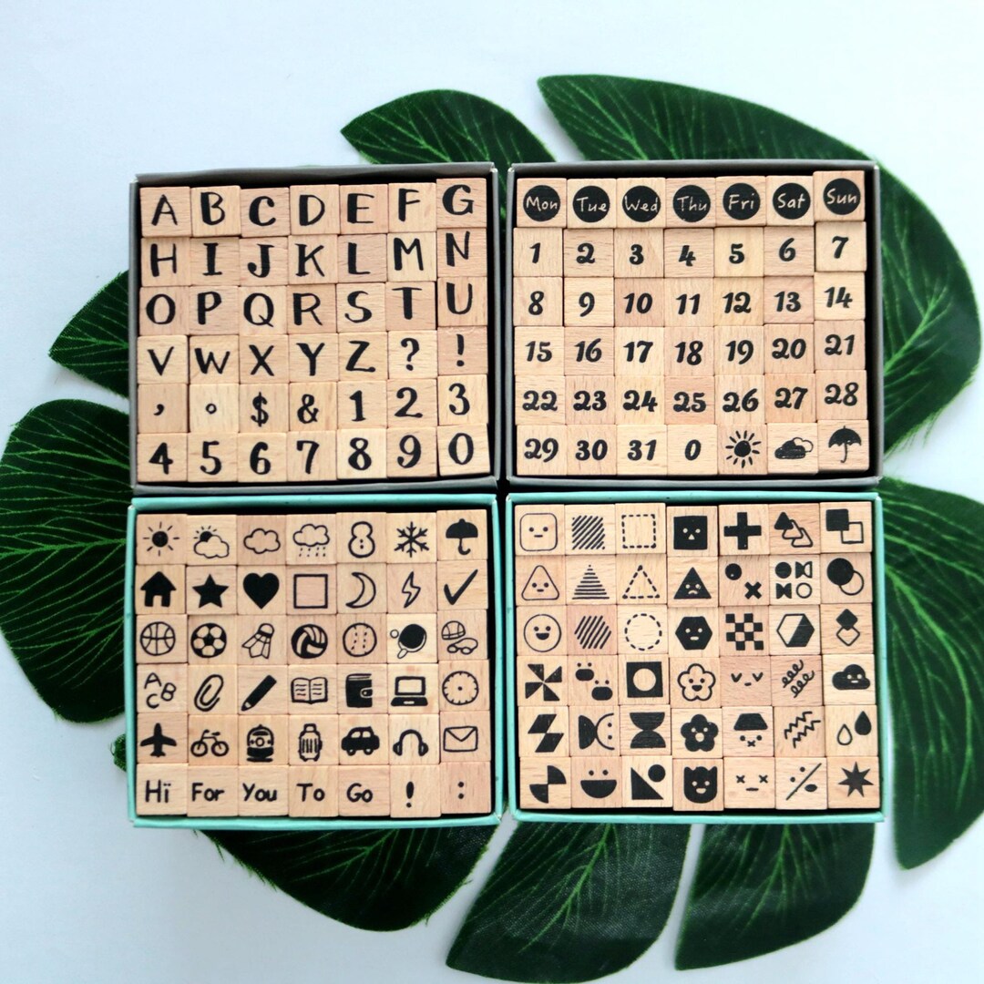 Journaling Number Wooden Journaling Stamp Set: Alphabet, Numbers, Planner Stamps - Etsy