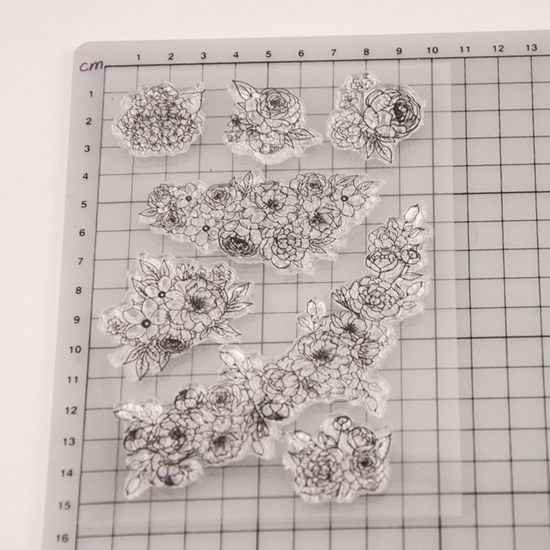 Clear Folower Stamp Set Floral Rubber Stamps For Bullet Journal Scrapbooking