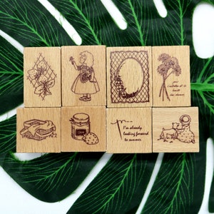 Joli tampon en bois pour fille aux fraises, tampon en caoutchouc pour journal, décoration de scrapbooking, style 8