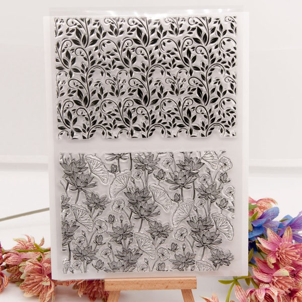 Clear Large Background Stamps Floral Lotus Leaves Stamps Journal Scrapbook Notebook Decoration DIY