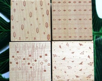 Quadratischer Hintergrundstempel für Art Journal Filofax Scrapbook Regentropfen, Sternenhimmel, Vögel, Wald 6 Stil