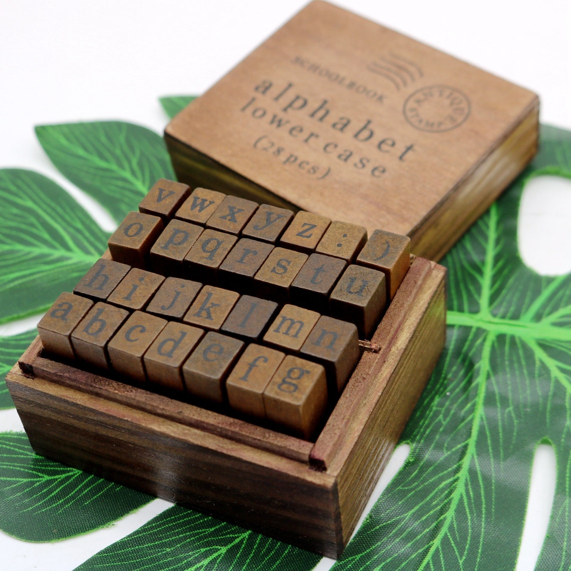 Target Stamps Vintage Alphabet Rubber Stamp Set: 28 Piece Letter Stamps With Wood Box ...