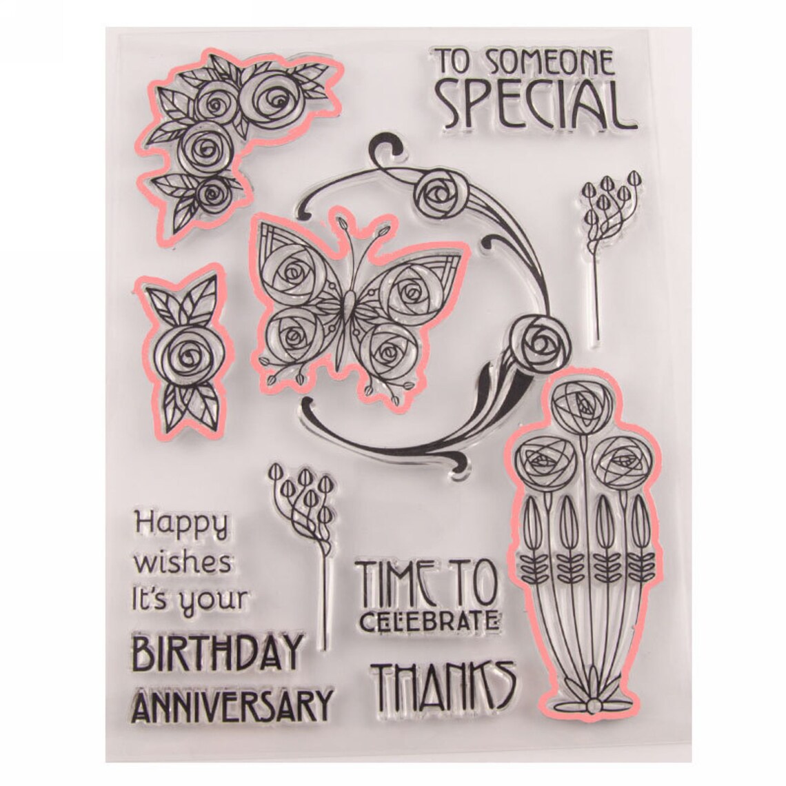 Clear Stamps for Card Making Rosebutterfly Floral Stamp Set Etsy