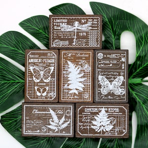 Vintage Wald Stempel Hintergrund dekorative Holz Stempel für Journal Scrapbook Karte machen DIY Werkzeug 6 Style