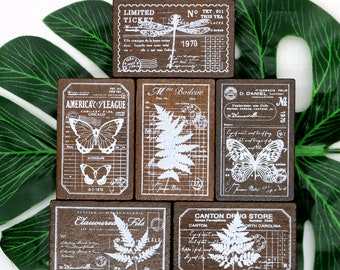 Vintage Forest Wood Rubber Stamp: Journal Scrapbook DIY Tool