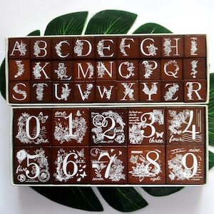 Couronne de fleurs, lettres, jeu de tampons, alphabet, tampons en caoutchouc en bois pour artisanat, fabrication de cartes, journal décoratif, outil de scrapbooking