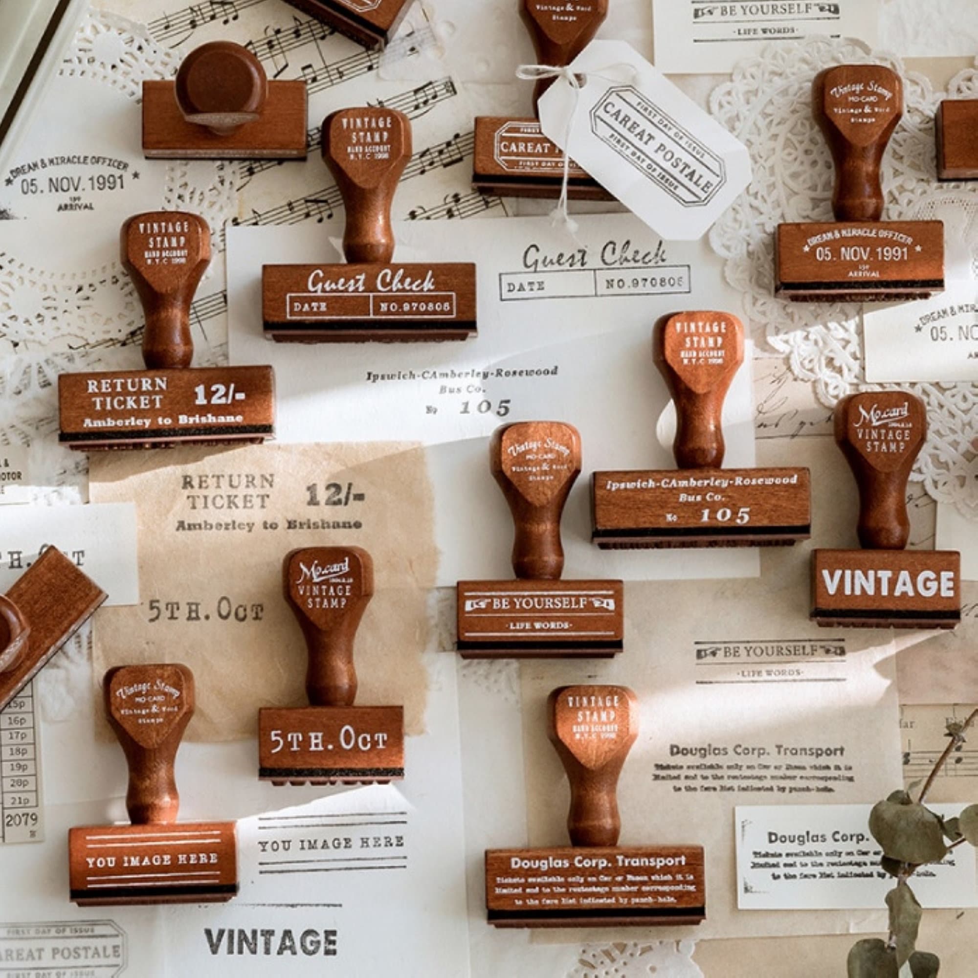 Vintage Wood Rubber Stamp With Handle for Planners Journals Etsy