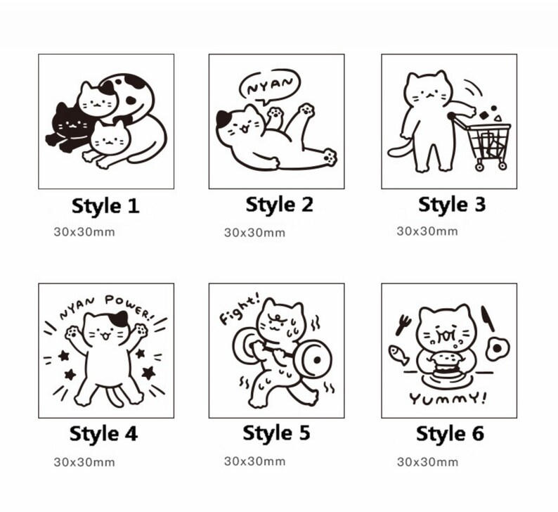 6 Styles Cute Cat Stamp for Daily Planner Bullet Etsy