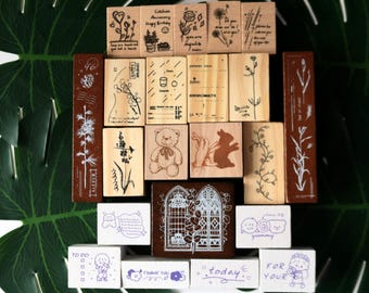 Gumowy stempel do dziennika: Kwiatowe stemple dla dziewczynek, do scrapbookingu, do tworzenia kartek, styl 47