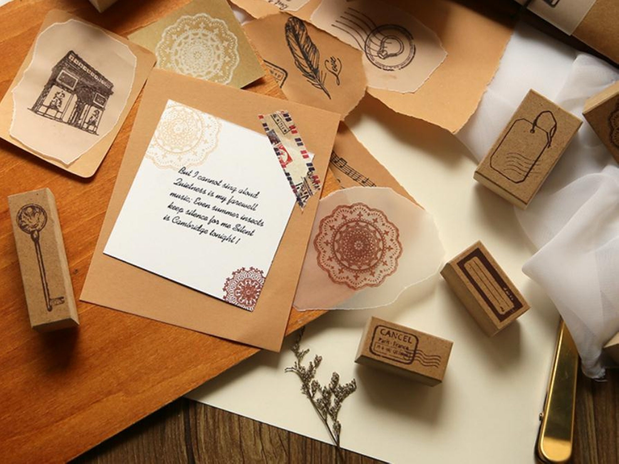 Journal Stamp Set Vintage Rubber Stamps Set Wooden Stamps Etsy