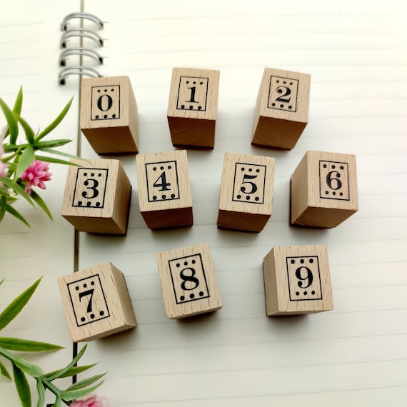 Number Stamps Set: Wooden Rubber Stamps for Journaling Card Making Scrapbooking