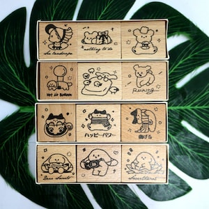 Jeu de tampons d'animaux mignons pour enfants, filles, journal intime, décoration de lapins, ours, chats, chiots, style 4