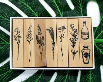 8pcs Floral Rubber Stamp Set For Journal Filofax Scrapbook DIY