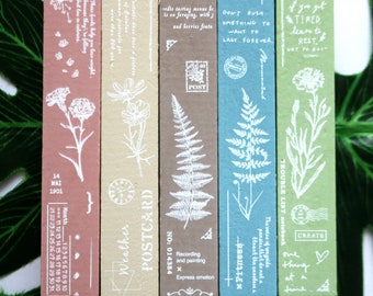 Floral Wooden Rubber Stamp: Daisy, Fern, Leaves - DIY Craft